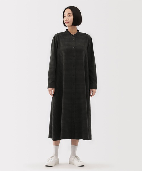無印良品（MUJI） ワンピース 婦人 両面起毛フランネルスタンドカラー