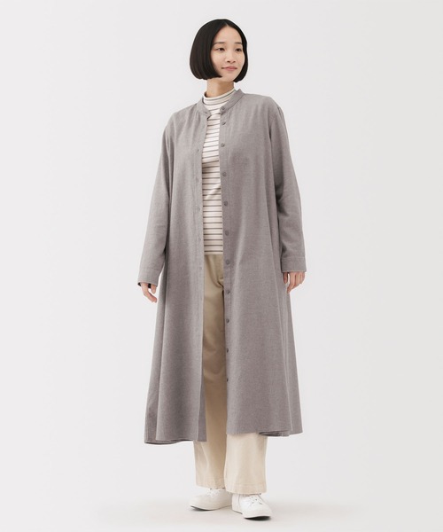 無印良品（MUJI） ワンピース 婦人 両面起毛フランネルスタンドカラー