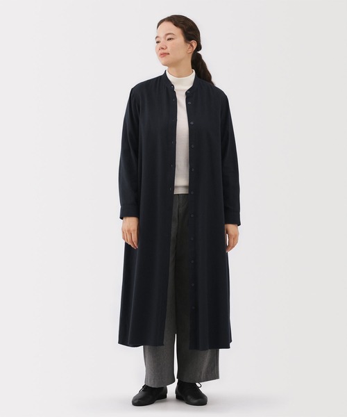 なの.2点おまとめ　両面起毛フランネルスタンドカラー長袖ワンピース 無印良品（MUJI） ワンピース 婦人 両面起毛フランネルスタンドカラー