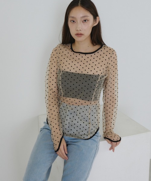 ANDRESD ブラウス シャツ ドットシアートップス / dot sheer tops 