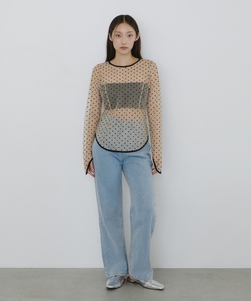 ANDRESD ブラウス シャツ ドットシアートップス / dot sheer tops 