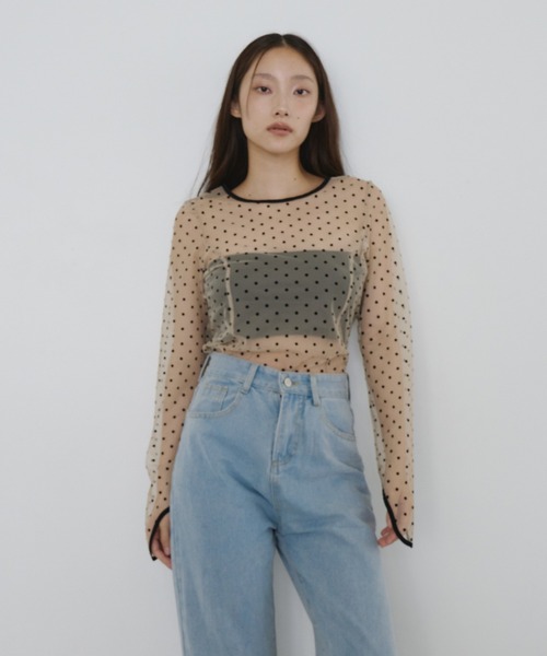 ANDRESD ブラウス シャツ ドットシアートップス / dot sheer tops