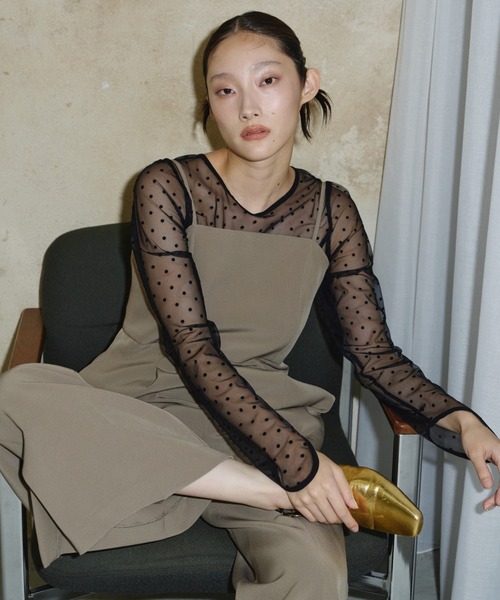 ANDRESD ブラウス シャツ ドットシアートップス / dot sheer tops 