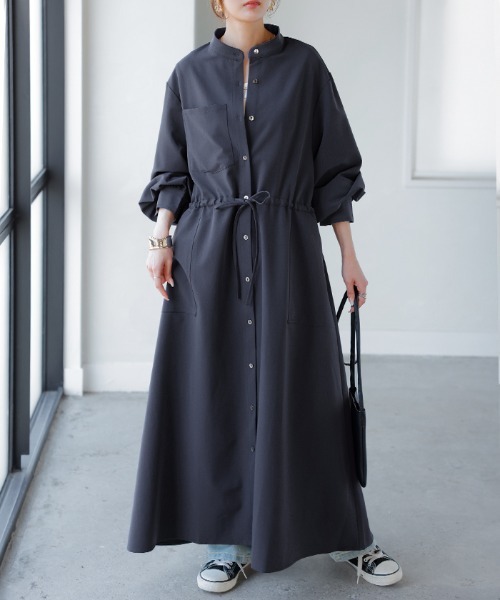【お値下げしました！】大人気！完売商品☆PATOUシャツワンピース HUG.U（ハグユー） シャツワンピース シワになりにくい ジョーゼット