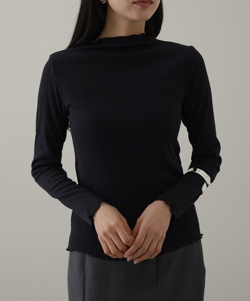 美品★ 麗　Rei レース　ウール100％ リブカットソー　黒 Lace Ladies（レースレディース） tシャツ ランダム リブ メロウ