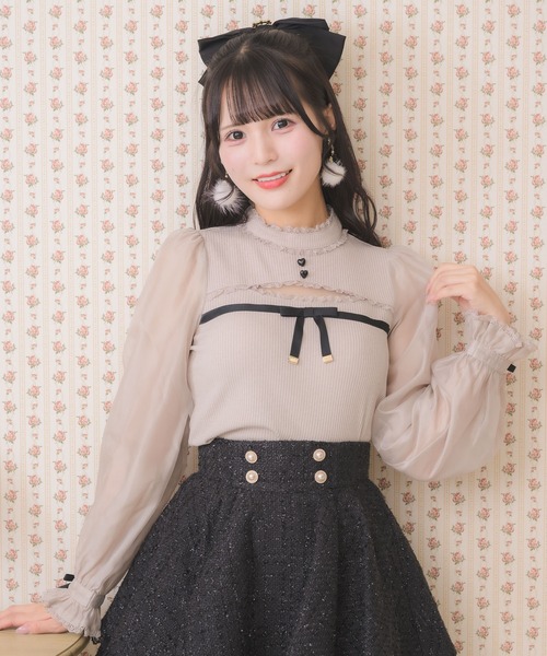 ROJITA（ロジータ） tシャツ デコルテ開きシアースリーブトップス