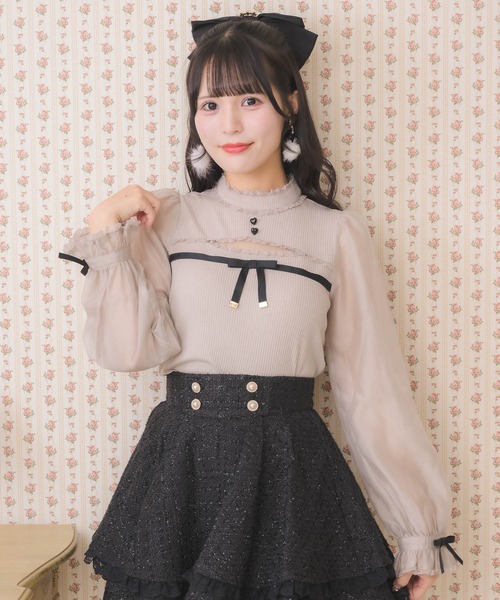 ROJITA（ロジータ） tシャツ デコルテ開きシアースリーブトップス