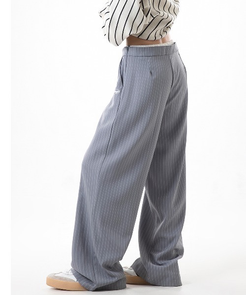 スラックス パンツ ピンストライプワイドパンツ レディース : ZOZOTOWN