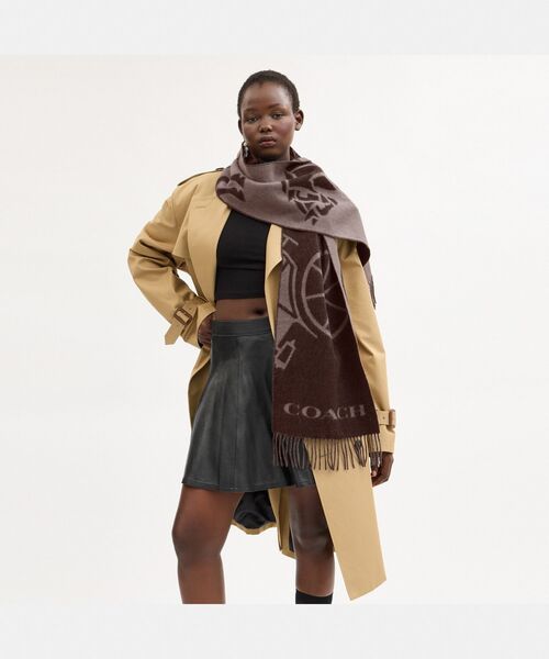 コーチ COACH マフラー ストール フリンジ カシミヤ 183cm×30cm COACH（コーチ） マフラー ストール ホース アンド キャリッジ