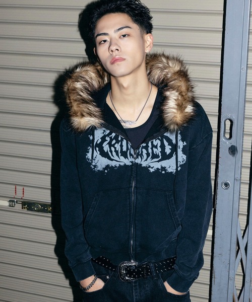 MARK&LONA ジップパーカー 2WAY ファー付 スカル S MARK&LONA ジップパーカー 2WAY ファー付 スカル S MARK&LONA ジップ