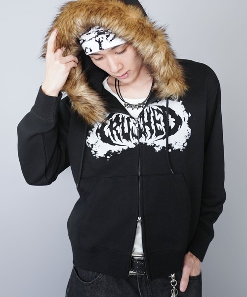 SPINNS（スピンズ） パーカー 2WAY短丈ダブルジップパーカー/プリント