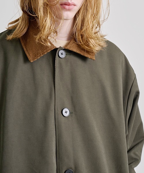 Revo. ステンカラーコート コート コーデュロイ襟 ポリピーチツイル