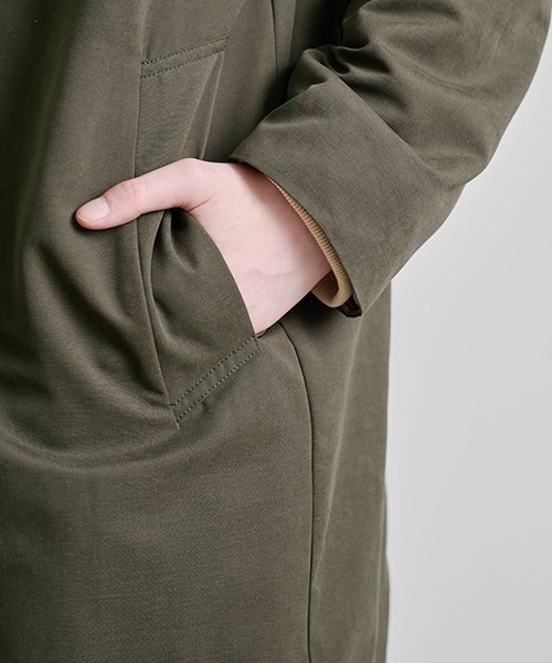 Revo. ステンカラーコート コート コーデュロイ襟 ポリピーチツイル