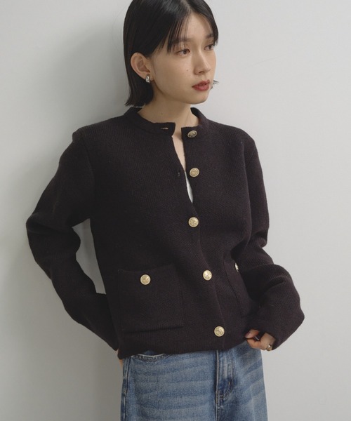 Shelly island（シェリーアイランド） カーディガン ゴールドボタン