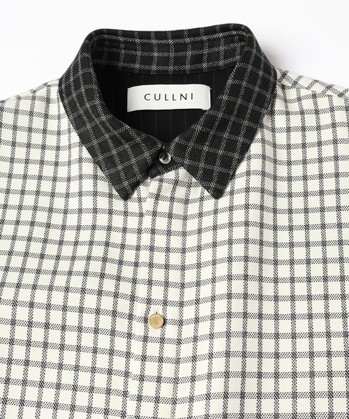 「CULLNI」 半袖シャツ 1 ホワイト×ブラック メンズ_画像5