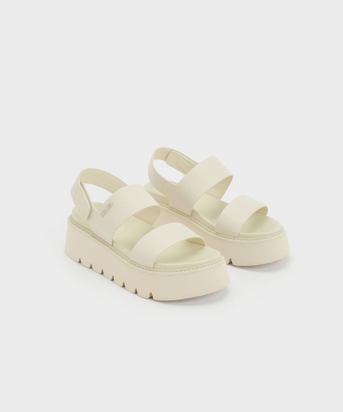 「CHARLES & KEITH」 フラットサンダル 23cm オフホワイト レディース_画像9