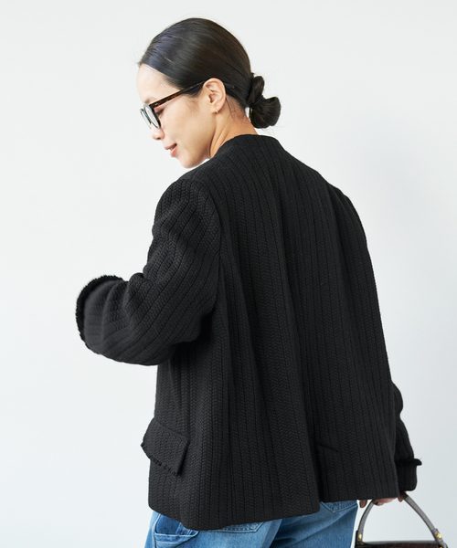 美品♡Plage【GIRL】ツィードノーカラージャケット 38 plage（プラージュ） ノーカラージャケット 38 ブラック レディース