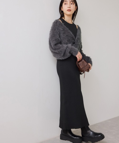 VIS（ビス） ワンピース ねじりショートトップス付きロングニット