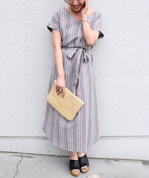 「Khaju」 半袖ワンピース ONE SIZE グリーン レディース_画像3