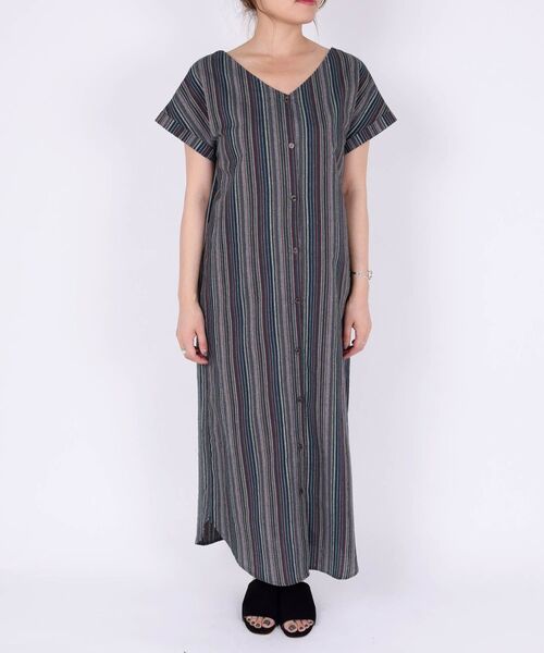 「Khaju」 半袖ワンピース ONE SIZE グリーン レディース_画像5