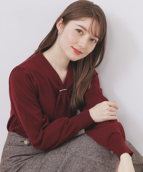 ホリ様確認用 index（インデックス） ニット セーター ゴールドパーツ付きボウタイ