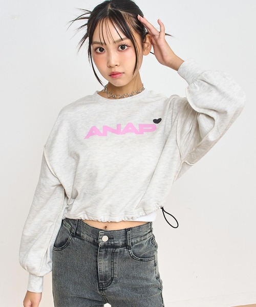 ANAP GiRL（アナップガール） トレーナー ANAPロゴ ドロスト付