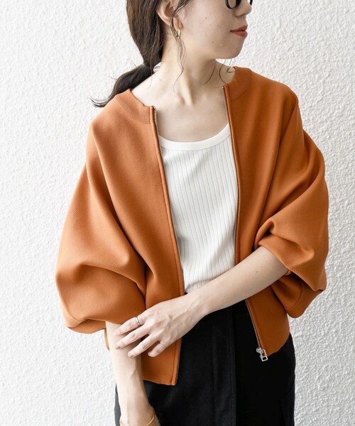 s*a様 スカーフルーズニットカーディガン　ベージュ　オレンジ SHIPS any 「SHIPS any」 ニットカーディガン ONE SIZE オレンジ