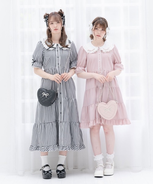 「DearMyLove」 半袖ワンピース MEDIUM ベビーピンク レディース_画像2