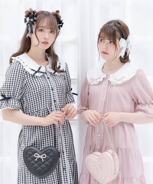 「DearMyLove」 半袖ワンピース MEDIUM ベビーピンク レディース_画像4