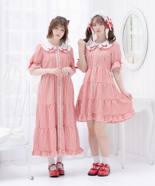 「DearMyLove」 半袖ワンピース MEDIUM ベビーピンク レディース_画像6