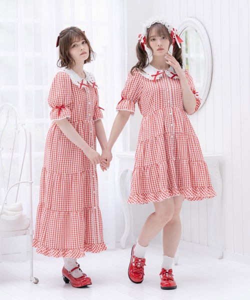 「DearMyLove」 半袖ワンピース MEDIUM ベビーピンク レディース_画像7