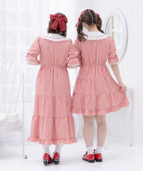「DearMyLove」 半袖ワンピース MEDIUM ベビーピンク レディース_画像8