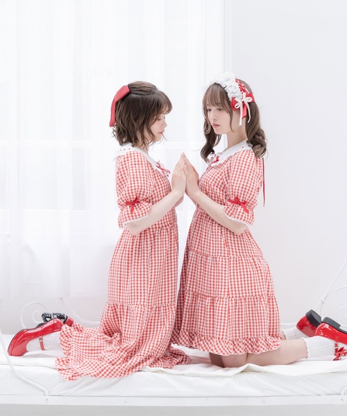 「DearMyLove」 半袖ワンピース MEDIUM ベビーピンク レディース_画像9