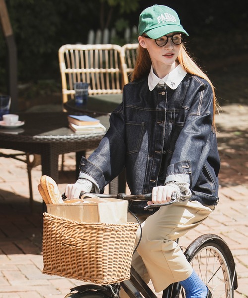 【新品】lelill　ノーカラー　デニム　ジャケット　カバーオール　ネイビー　紺 BONLECILL（ボンルシール） デニムジャケット FREE ネイビー