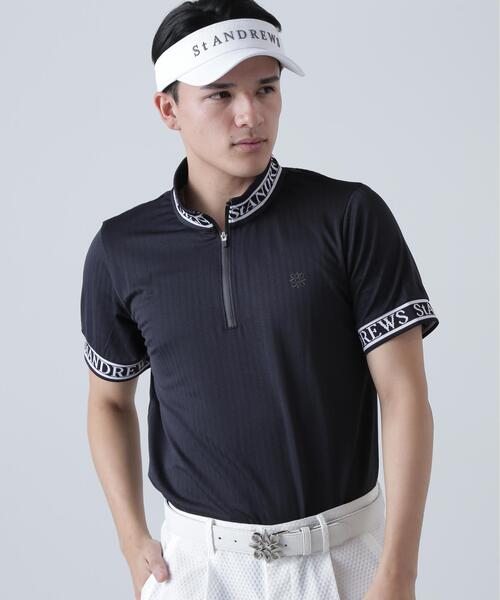 St ANDREWS tシャツ ベアサッカージャガード半袖ハーフジップアップ