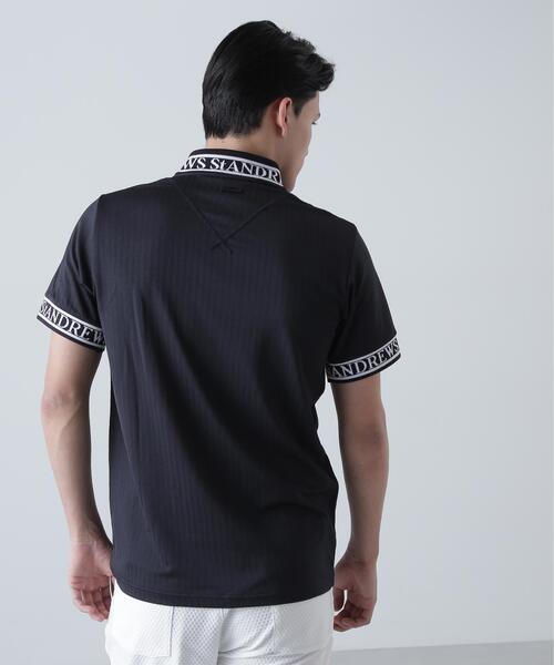 St Andrews ハーフジップ 半袖シャツ ブラック St ANDREWS tシャツ ベアサッカージャガード半袖ハーフジップアップ
