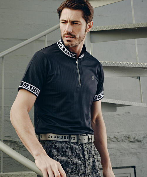 St ANDREWS tシャツ ベアサッカージャガード半袖ハーフジップアップ