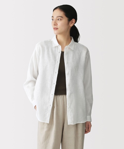 無印良品（MUJI） ブラウス シャツ 婦人 リネン 洗いざらし レギュラー