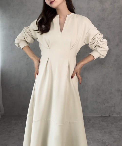 「JUNOAH」 長袖ワンピース MEDIUM チャコール レディース_画像6