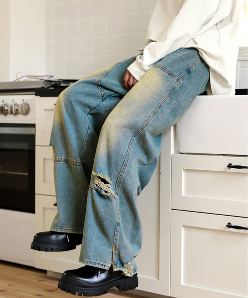 「neos」 デニムパンツ LARGE ブルー メンズ_画像7