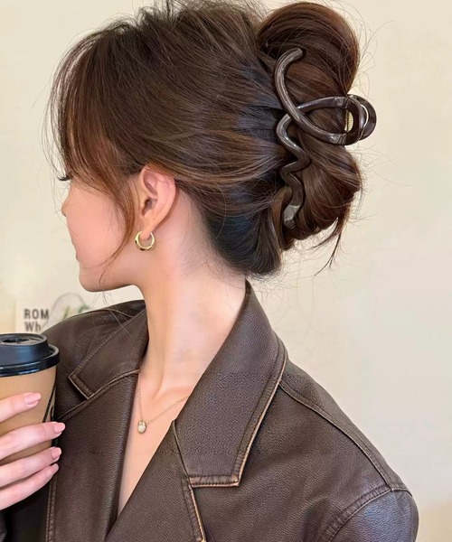 ヘアクリップ 大きめ うねうね ウェーブ ニュアンス / バンスクリップ