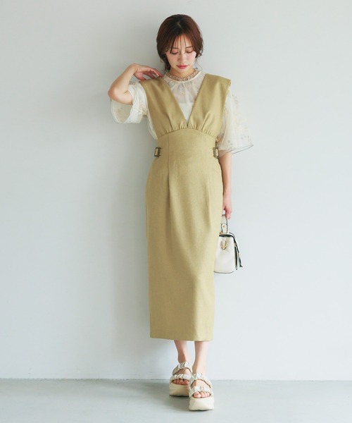 「mysty woman」 サロペットスカート FREE グレー レディース_画像3
