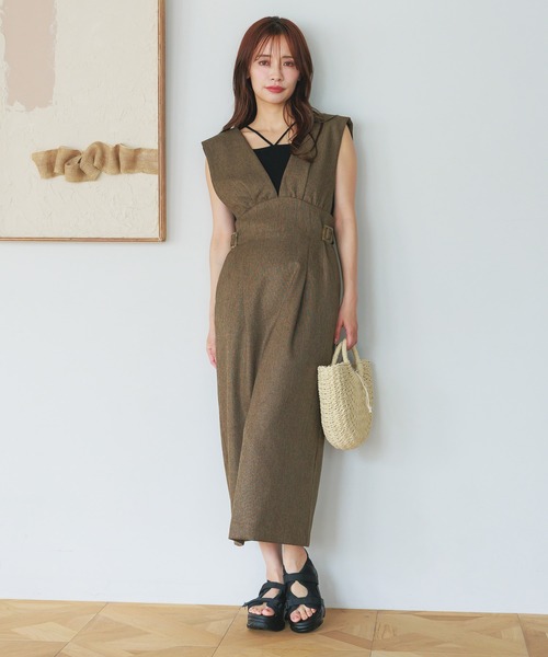 「mysty woman」 サロペットスカート FREE グレー レディース_画像5