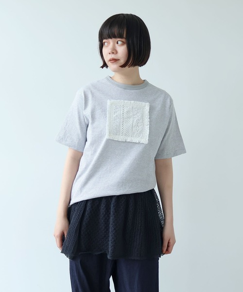 bulle de savon（ビュルデサボン） tシャツ 半袖 lace coaster Tシャツ 