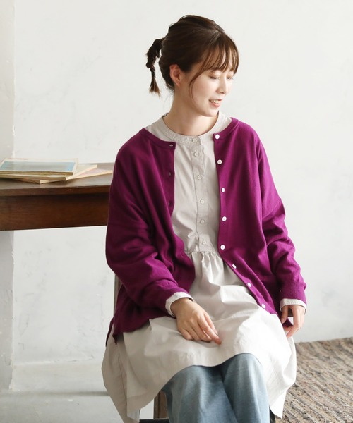 「soulberry」 ニットカーディガン LL ネイビー レディース_画像3