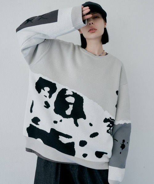 「AIVER」 長袖ニット SMALL ベージュ メンズ_画像2