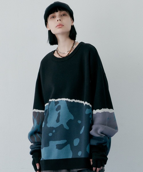 「AIVER」 長袖ニット SMALL ベージュ メンズ_画像3