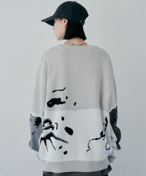 「AIVER」 長袖ニット SMALL ベージュ メンズ_画像8