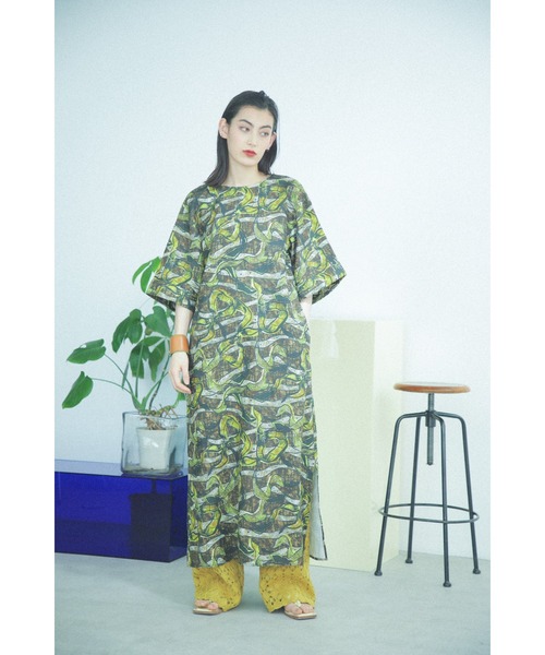 「ROSE BUD」 7分袖ワンピース ONE SIZE ブルー レディース_画像2
