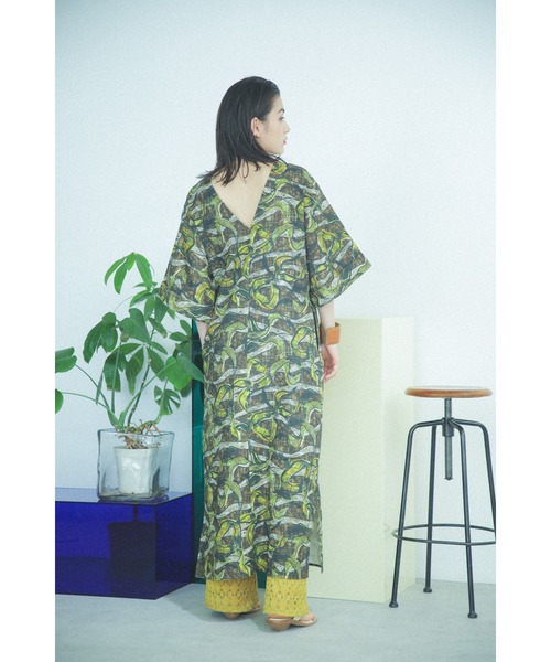 「ROSE BUD」 7分袖ワンピース ONE SIZE ブルー レディース_画像3